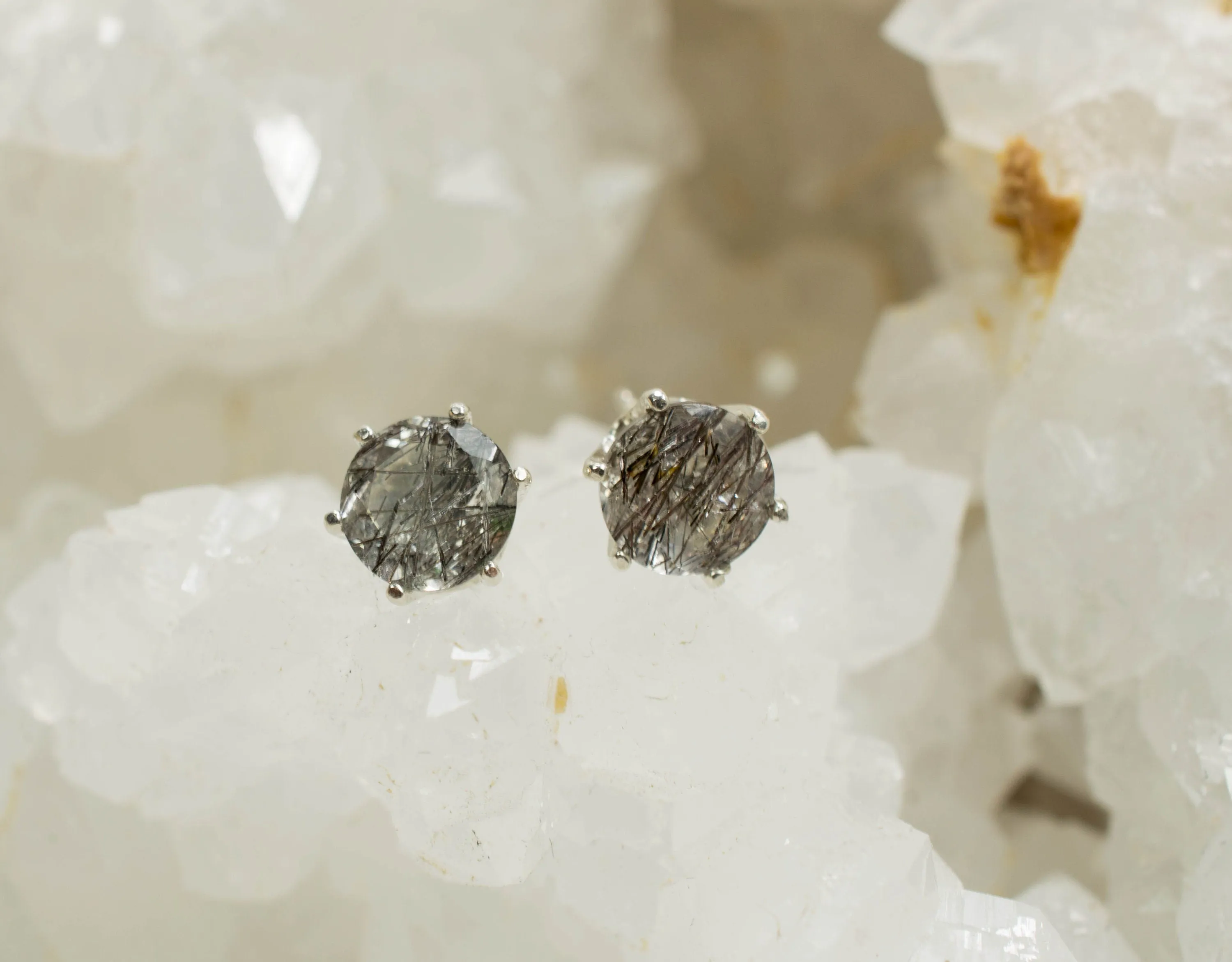 Rutilated Quartz Earrings; Genuine Untreated Brazil Quartz