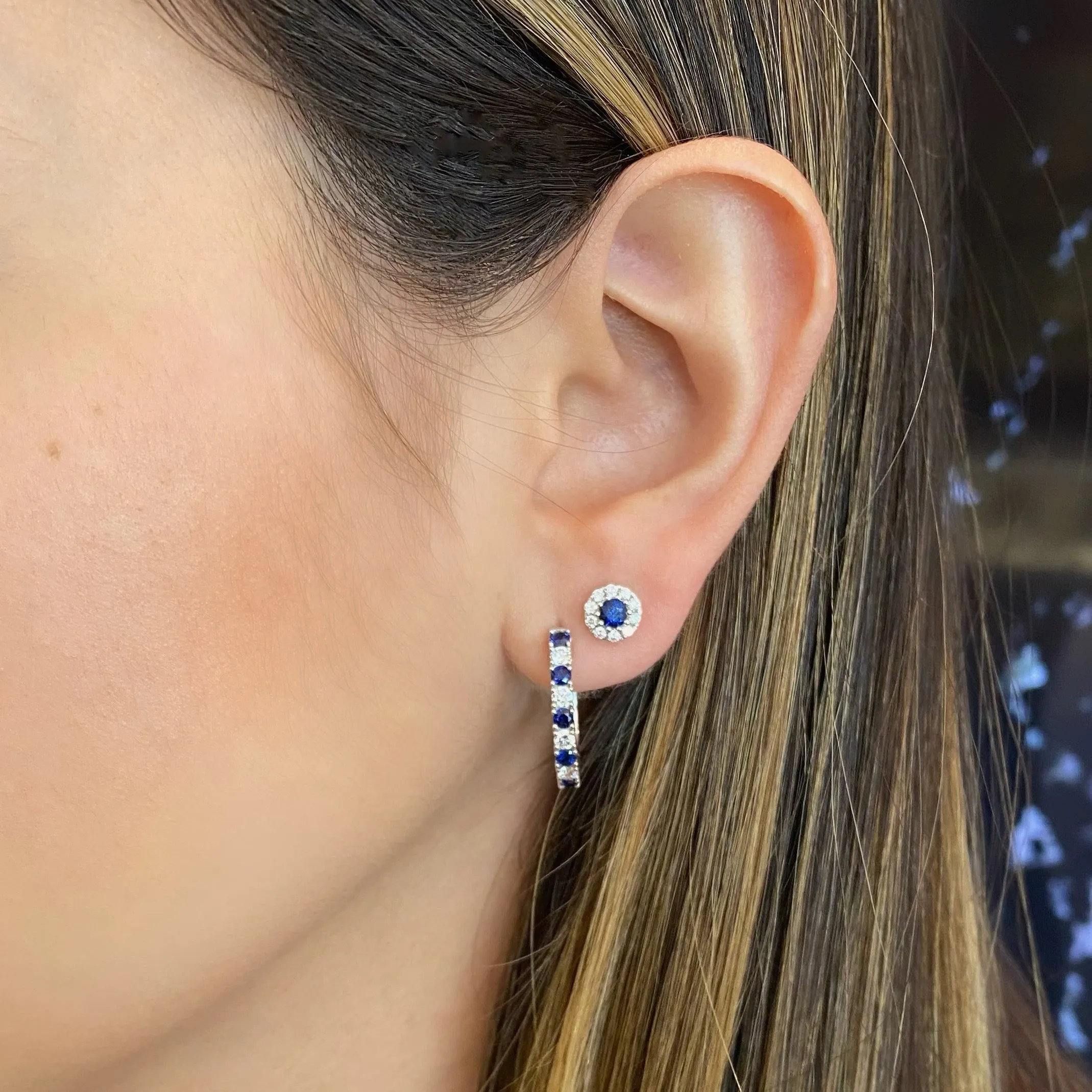 Sapphire & Diamond Stud Earrings