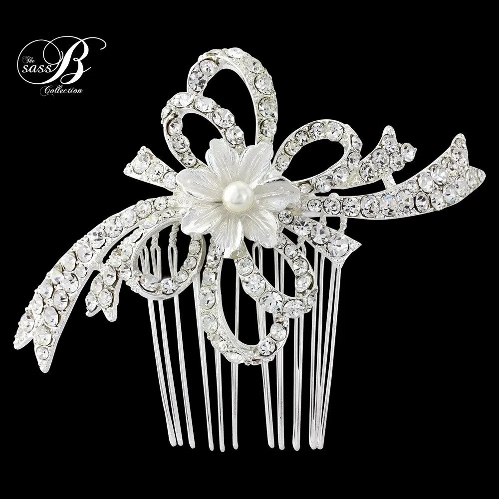 SassB Ellie Crystal and Pearl Hair Comb