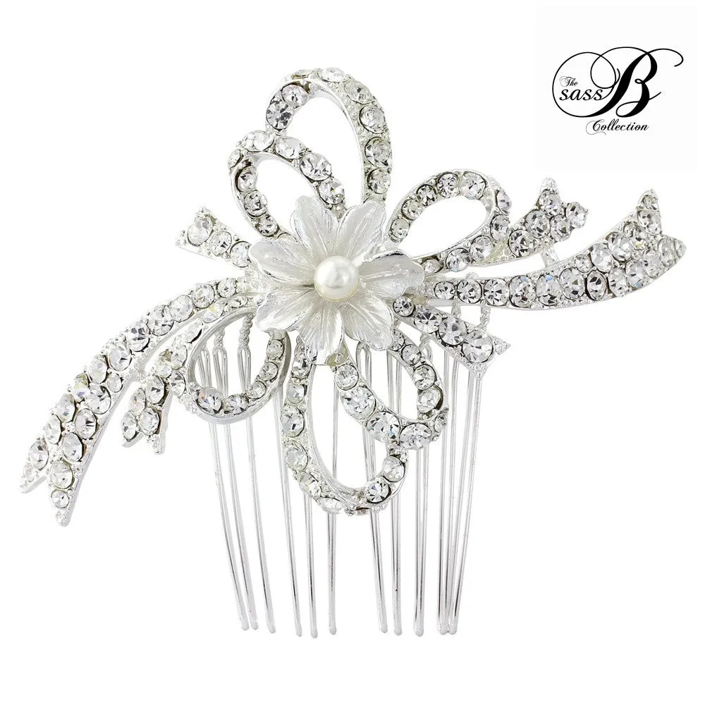 SassB Ellie Crystal and Pearl Hair Comb