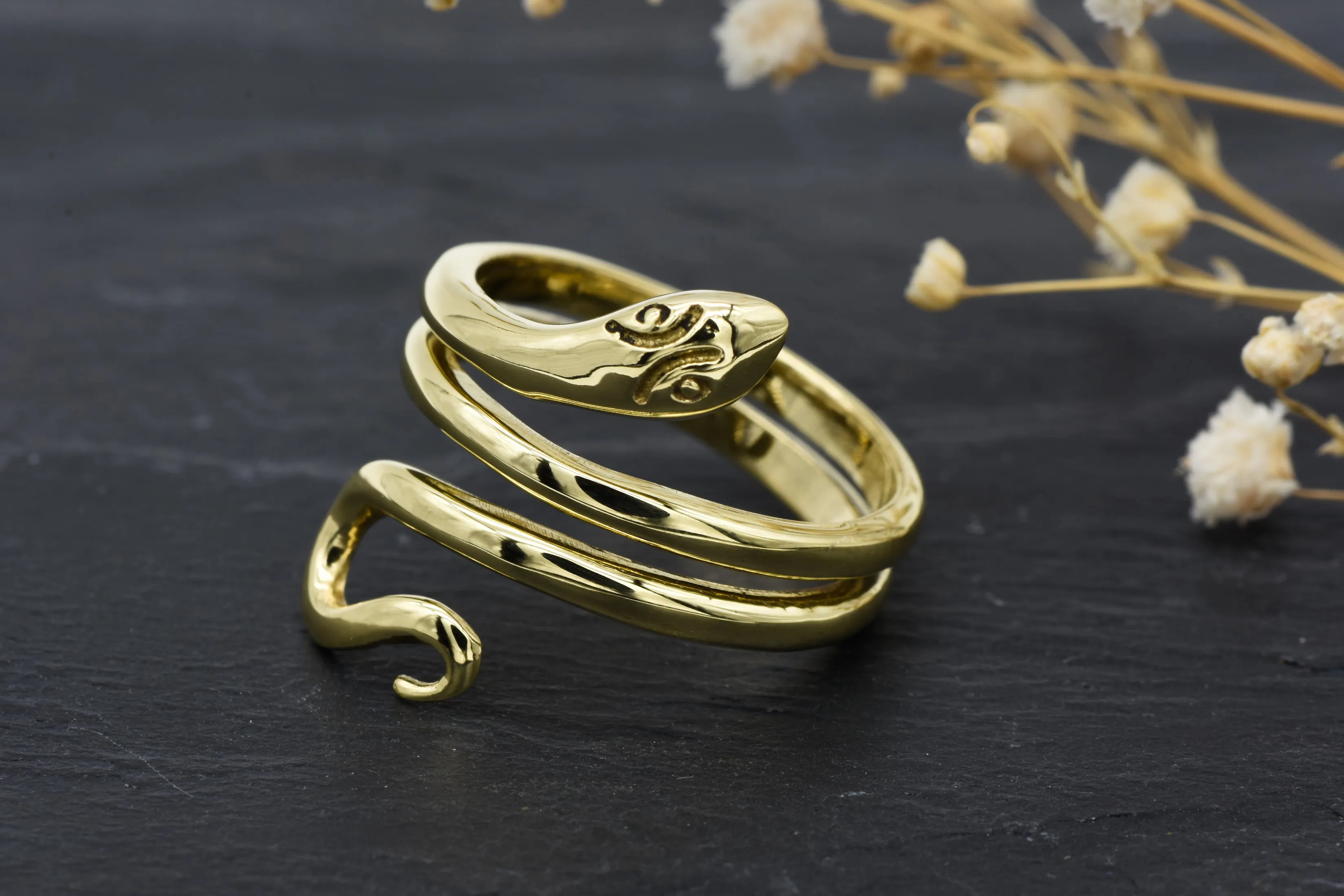 Schlangen Ring Boa | Messing | Verstellbar | Snake Ring