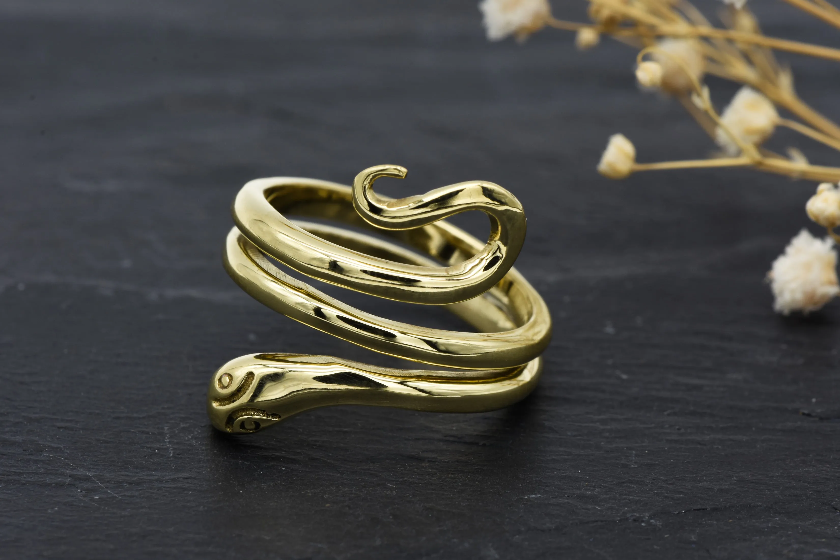 Schlangen Ring Boa | Messing | Verstellbar | Snake Ring