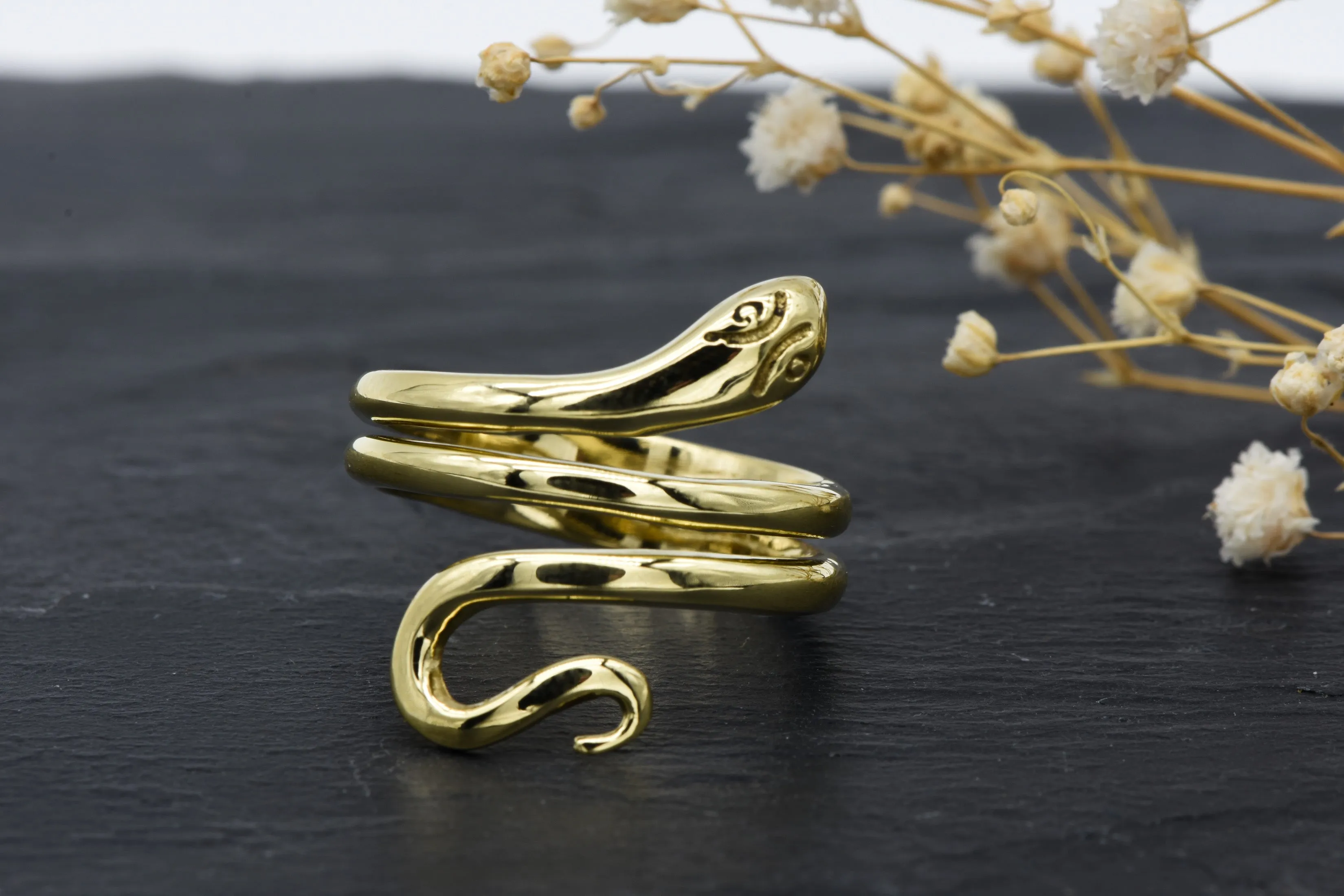 Schlangen Ring Boa | Messing | Verstellbar | Snake Ring