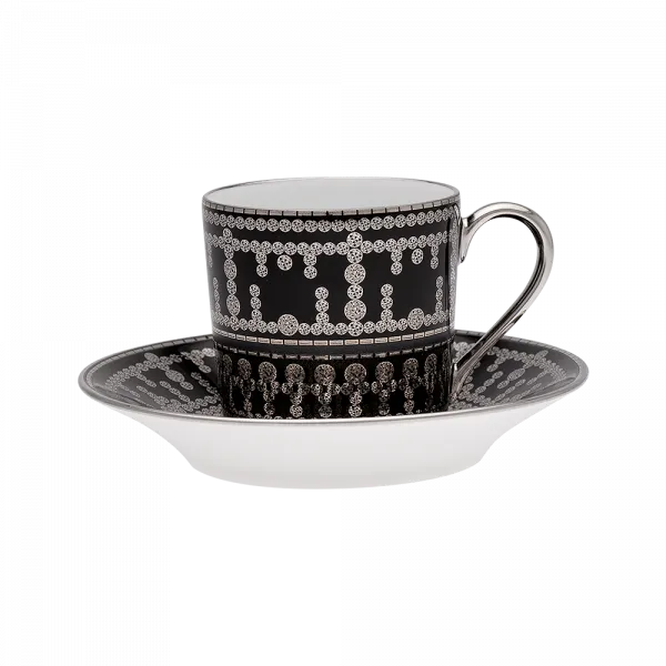 Set of 2 Coffee Cups and Saucers Tiara prussian blue platinum