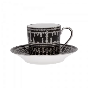 Set of 2 Coffee Cups and Saucers Tiara prussian blue platinum