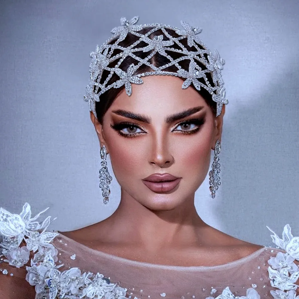 Shiny Floral Bridal Crown Wedding Headband Women Tiara Bridal Hair Accessories