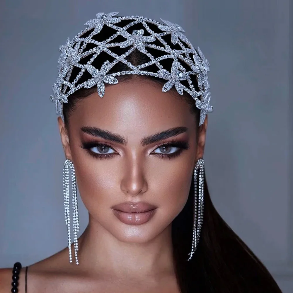 Shiny Floral Bridal Crown Wedding Headband Women Tiara Bridal Hair Accessories