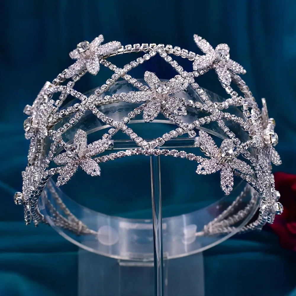 Shiny Floral Bridal Crown Wedding Headband Women Tiara Bridal Hair Accessories