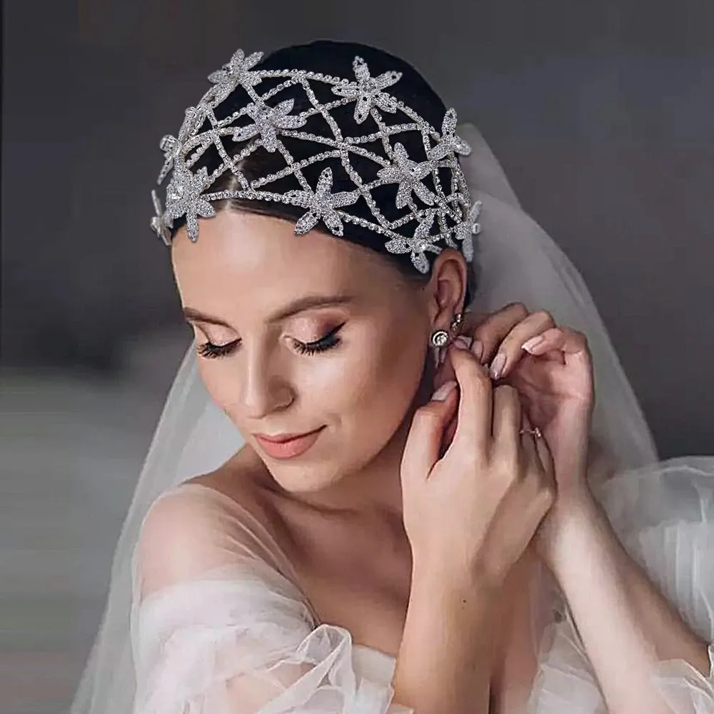 Shiny Floral Bridal Crown Wedding Headband Women Tiara Bridal Hair Accessories