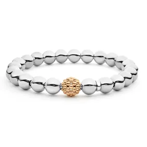 Signature Caviar Stretch Rose Gold Bead Bracelet