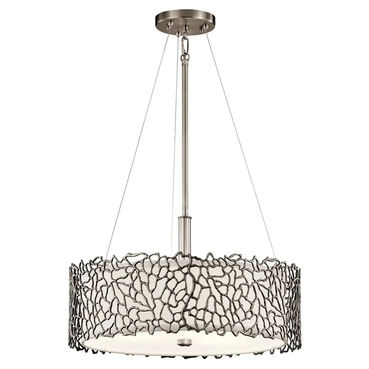 Silver Coral 18" 3-Light Convertible Pendant Light, Classic Pewter Finish