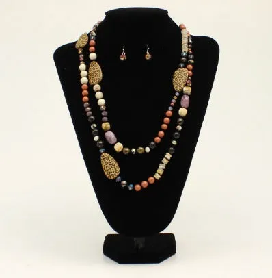 Silver Strike Necklace Set Leopard Multicolored Beads