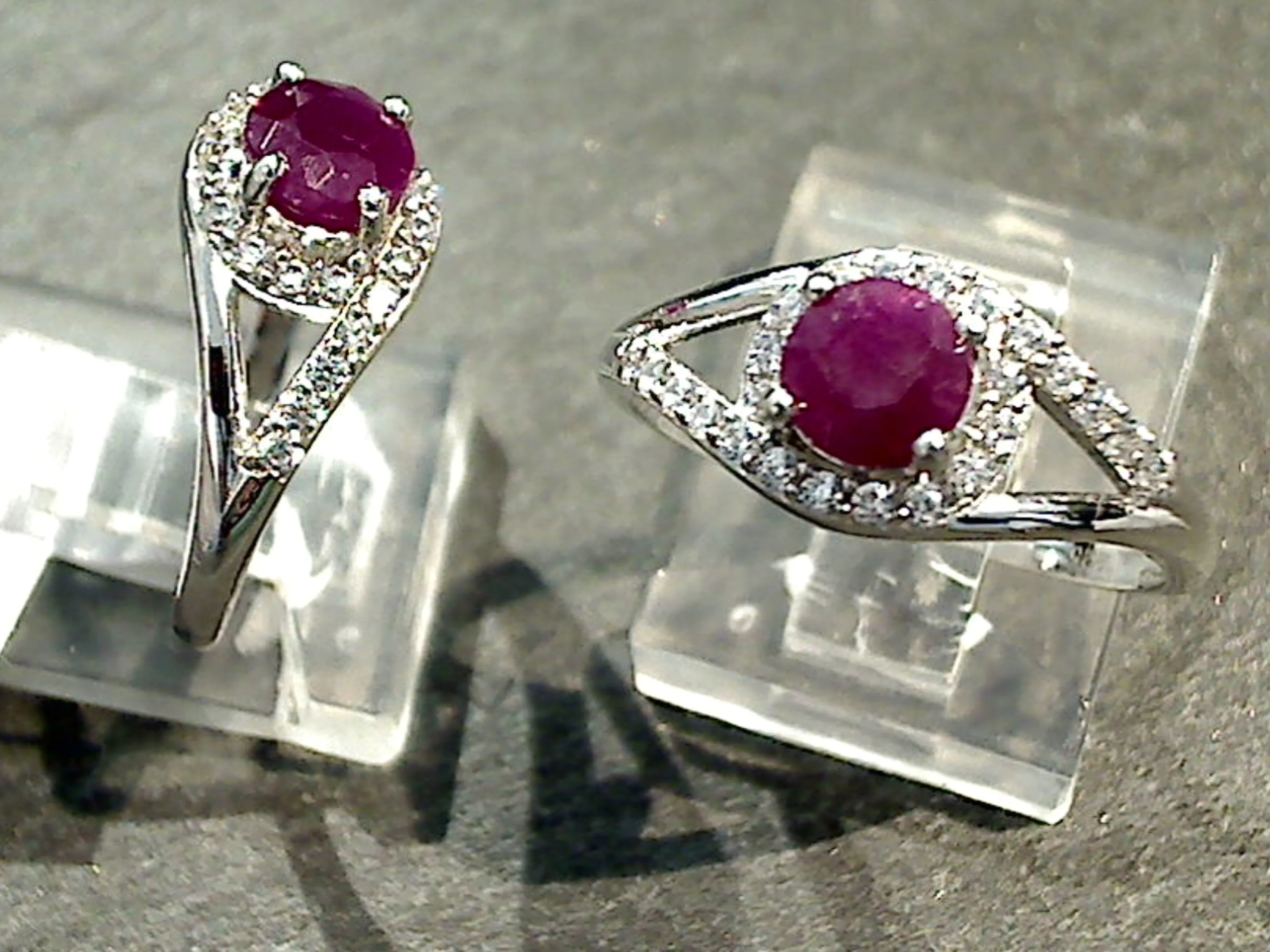 Size 5.25 Ruby, CZ, Sterling Silver Ring