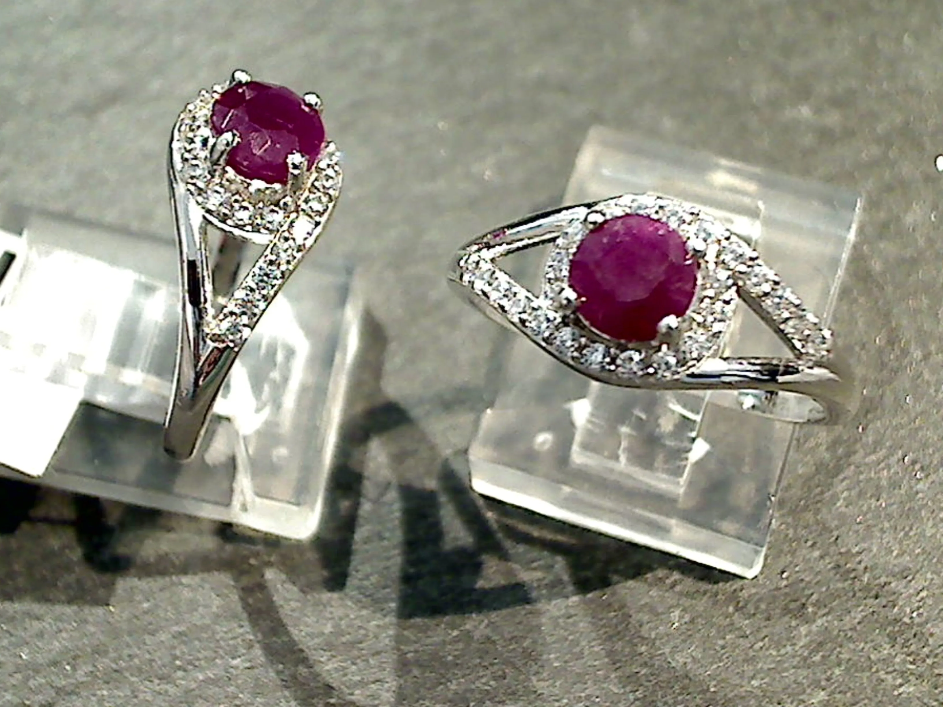 Size 5.25 Ruby, CZ, Sterling Silver Ring