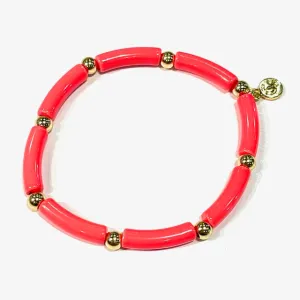 Skinny Mini Ball Enamel Bracelet Coral
