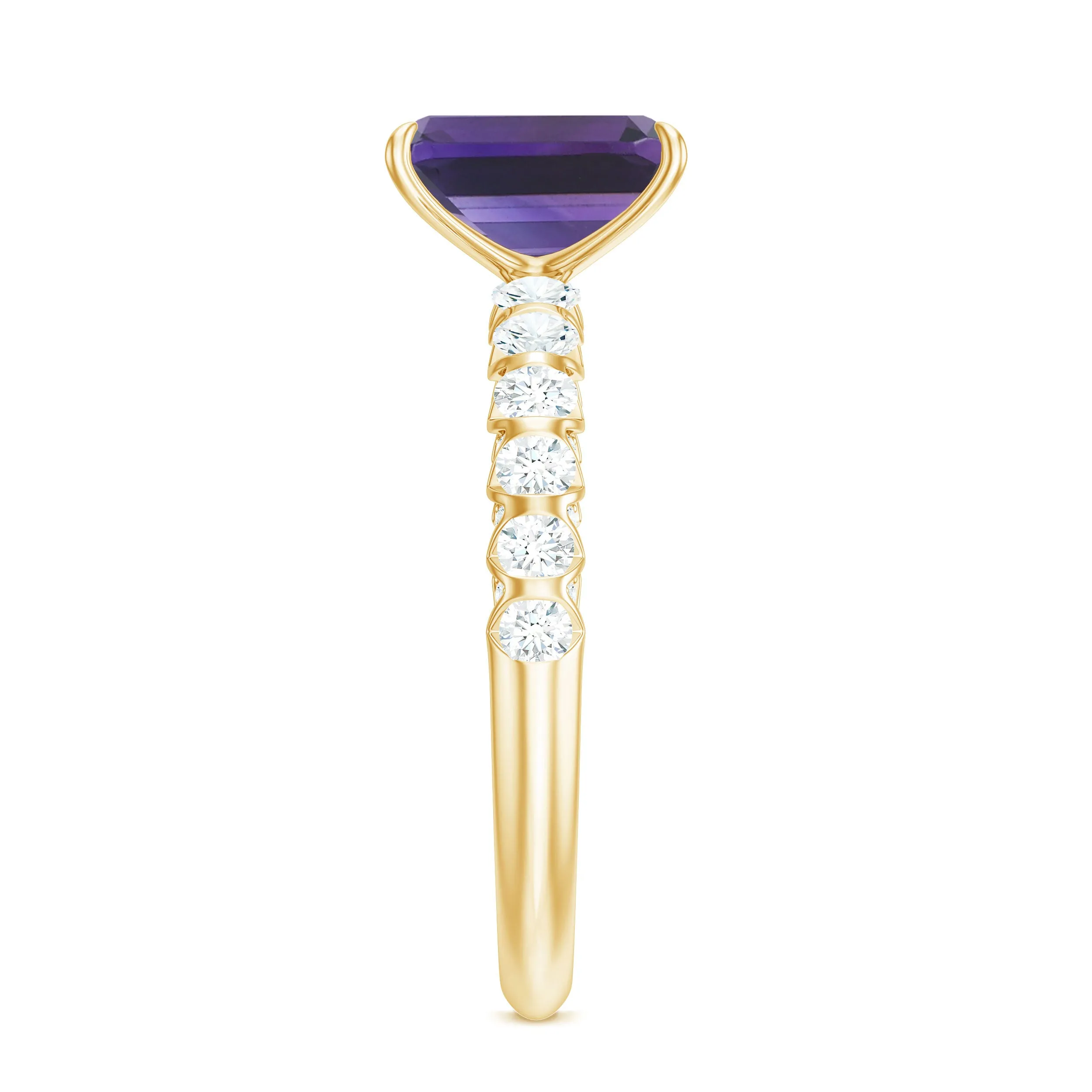 Solitaire Amethyst Engagement Ring with Diamond