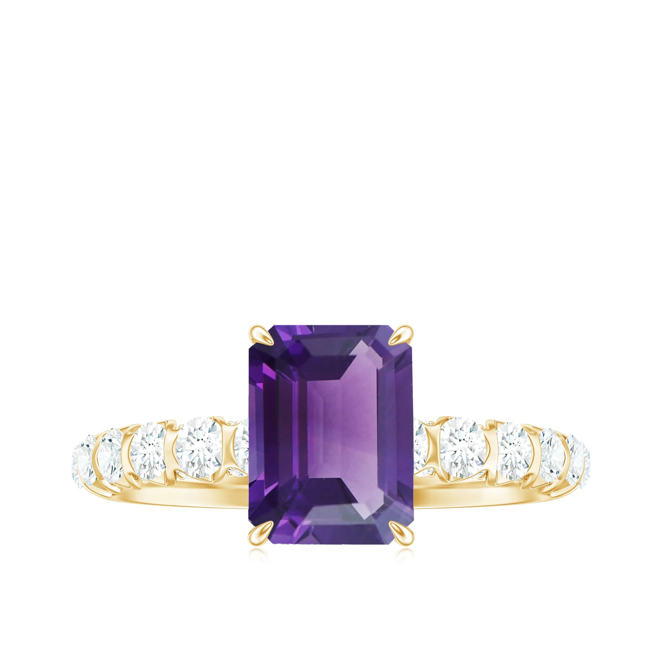 Solitaire Amethyst Engagement Ring with Diamond