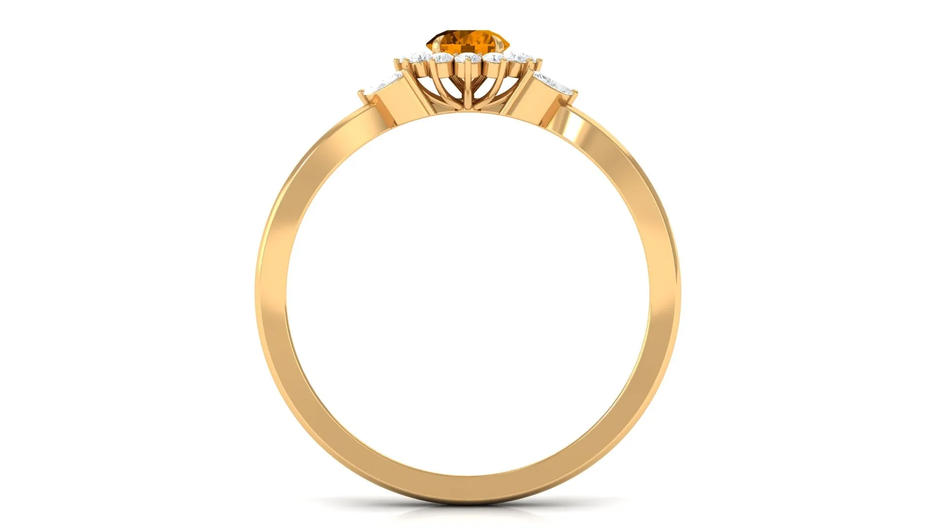 Split Shank Citrine Flower Engagement Ring with Diamond