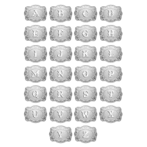SpurWest Trading Co. Original Embossed Silver Initial Mini Belt Buckle Beaded Chain Necklace
