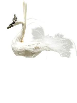 Swan Ornament - White, Ostrich Feathers