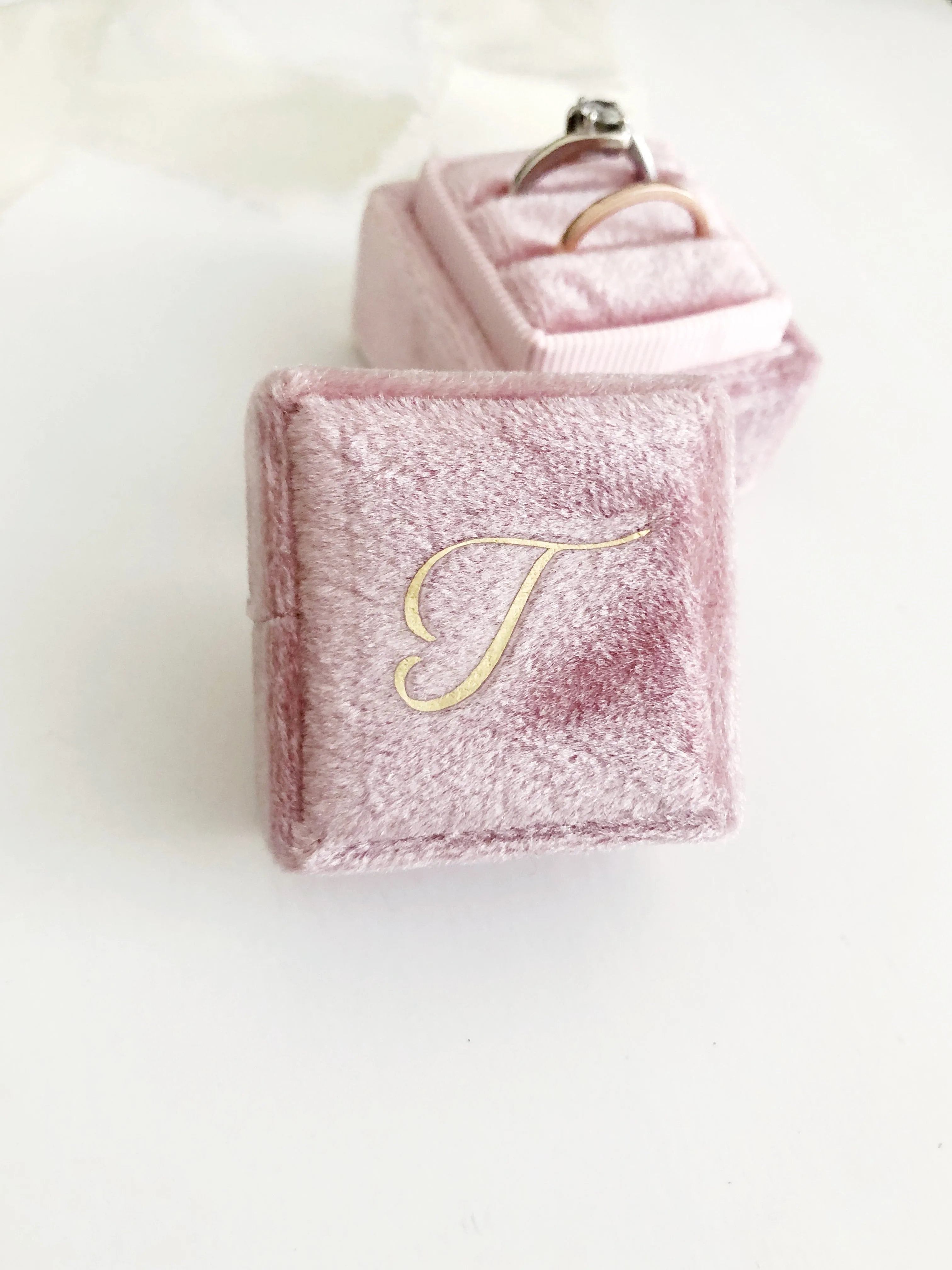 T Blush Pink Square Ring Box One-Off