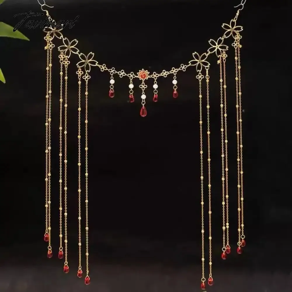 Tavimart Hair Ornament Fashion Retro Water Drop Hairpin Rhinestone Long Tassel Shiny Crystal Headband Women Simple Hair Accessories