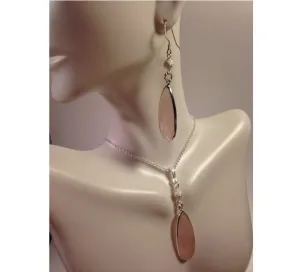 Teardrop Rose Quartz Silver Jewelry Set