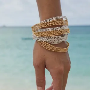Thin Coral Gold Bangle Bracelet by Catherine Weitzman