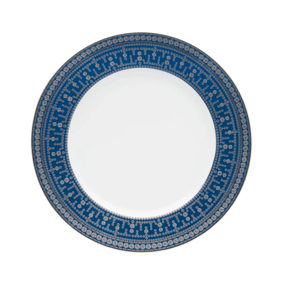 Tiara Prussian Blue & Platinum Large Dinner Plate