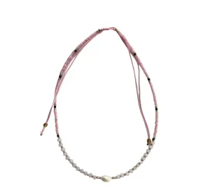 TID |  Bead and Pearl Necklace - Pink