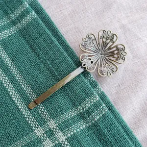 Tiny Brass Flower Hairpin