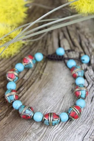 Traditional Tibetan and Turquoise Bead Bracelet