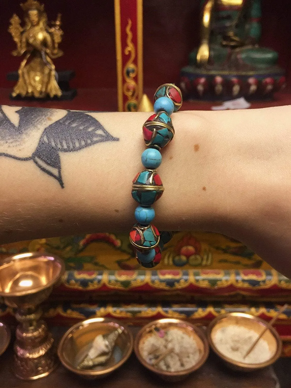 Traditional Tibetan and Turquoise Bead Bracelet