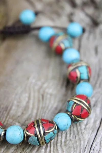 Traditional Tibetan and Turquoise Bead Bracelet
