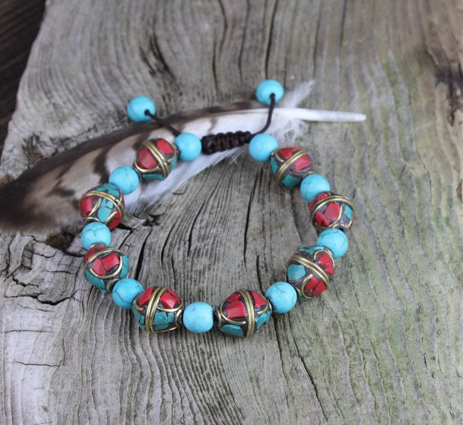 Traditional Tibetan and Turquoise Bead Bracelet