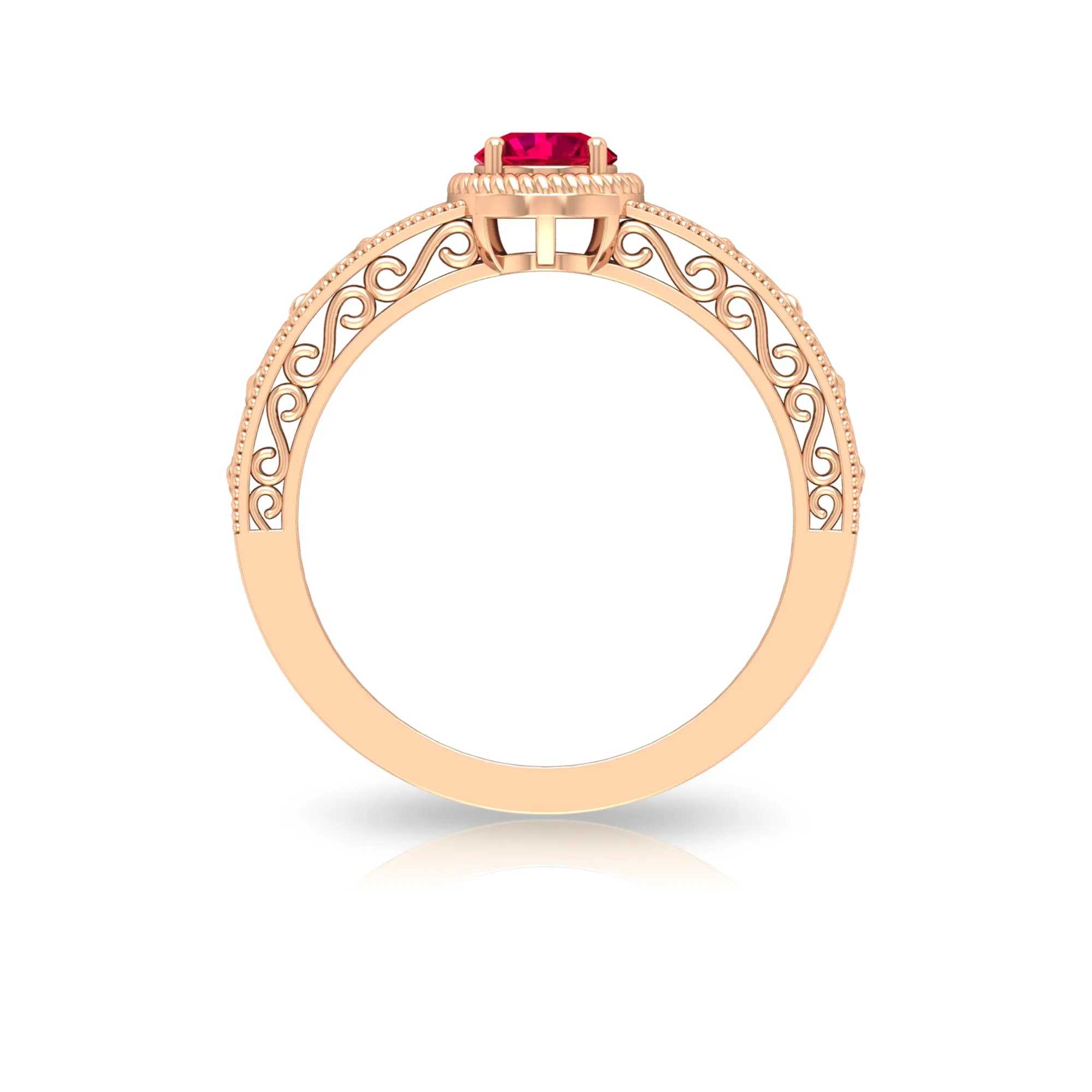 Vintage Inspired Ruby Solitaire Engagement Ring