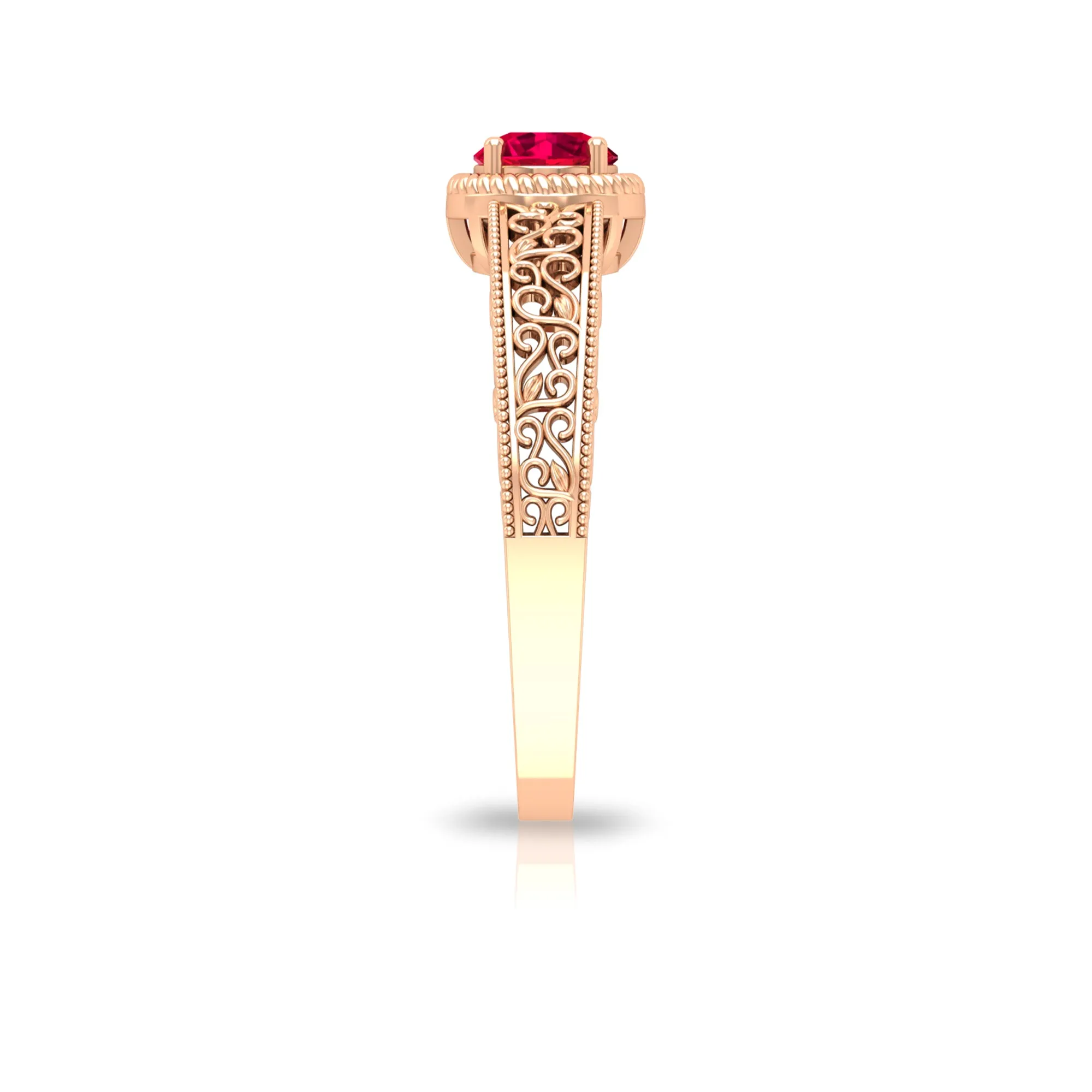 Vintage Inspired Ruby Solitaire Engagement Ring