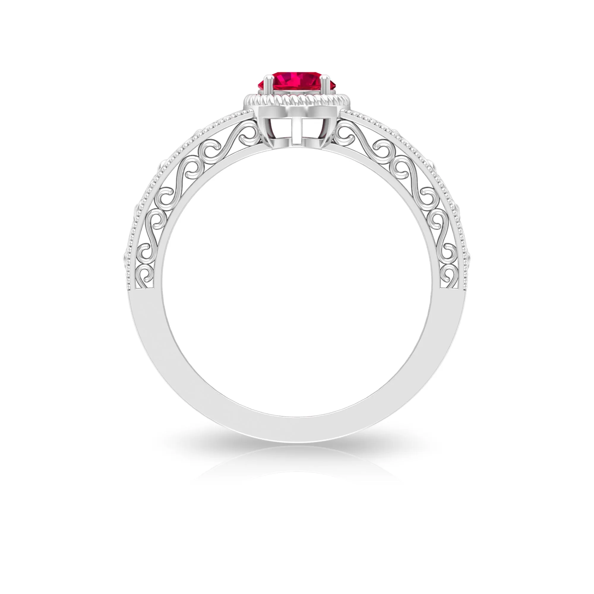 Vintage Inspired Ruby Solitaire Engagement Ring