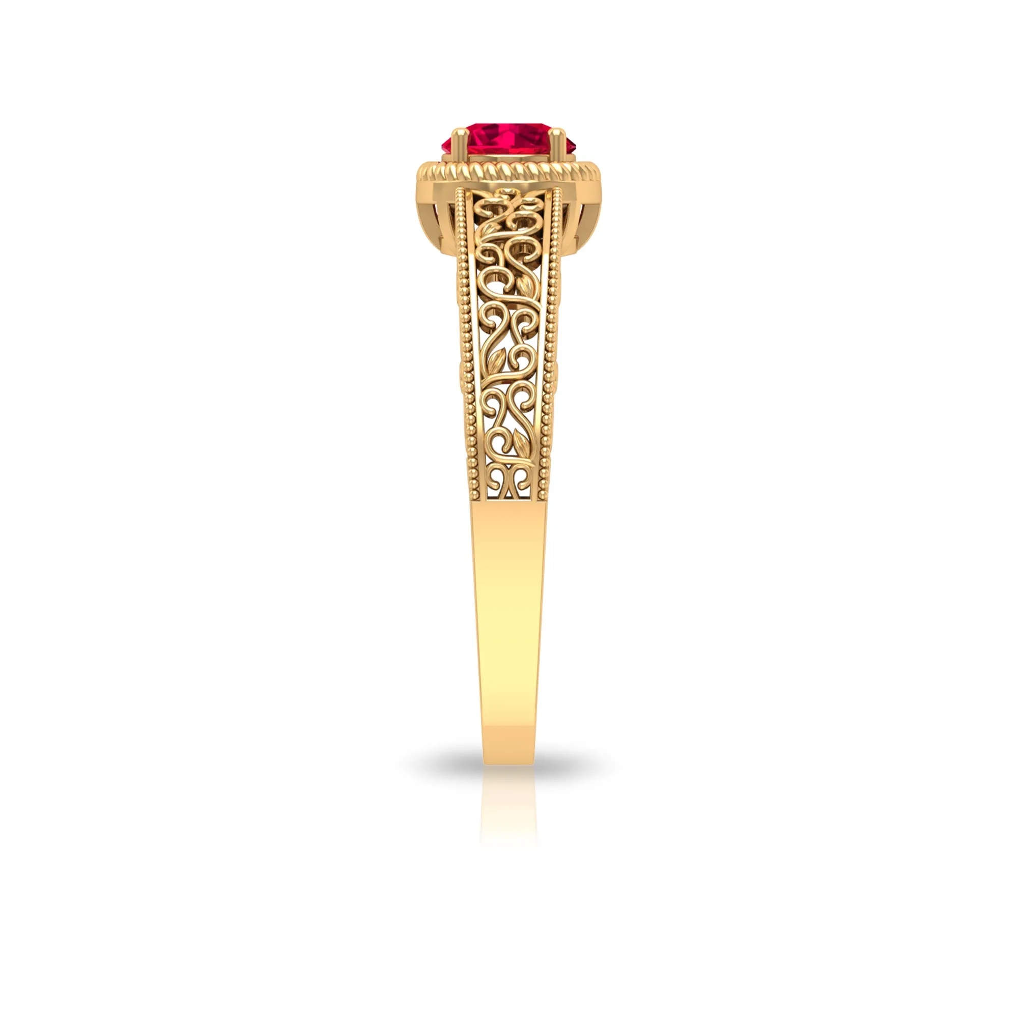 Vintage Inspired Ruby Solitaire Engagement Ring