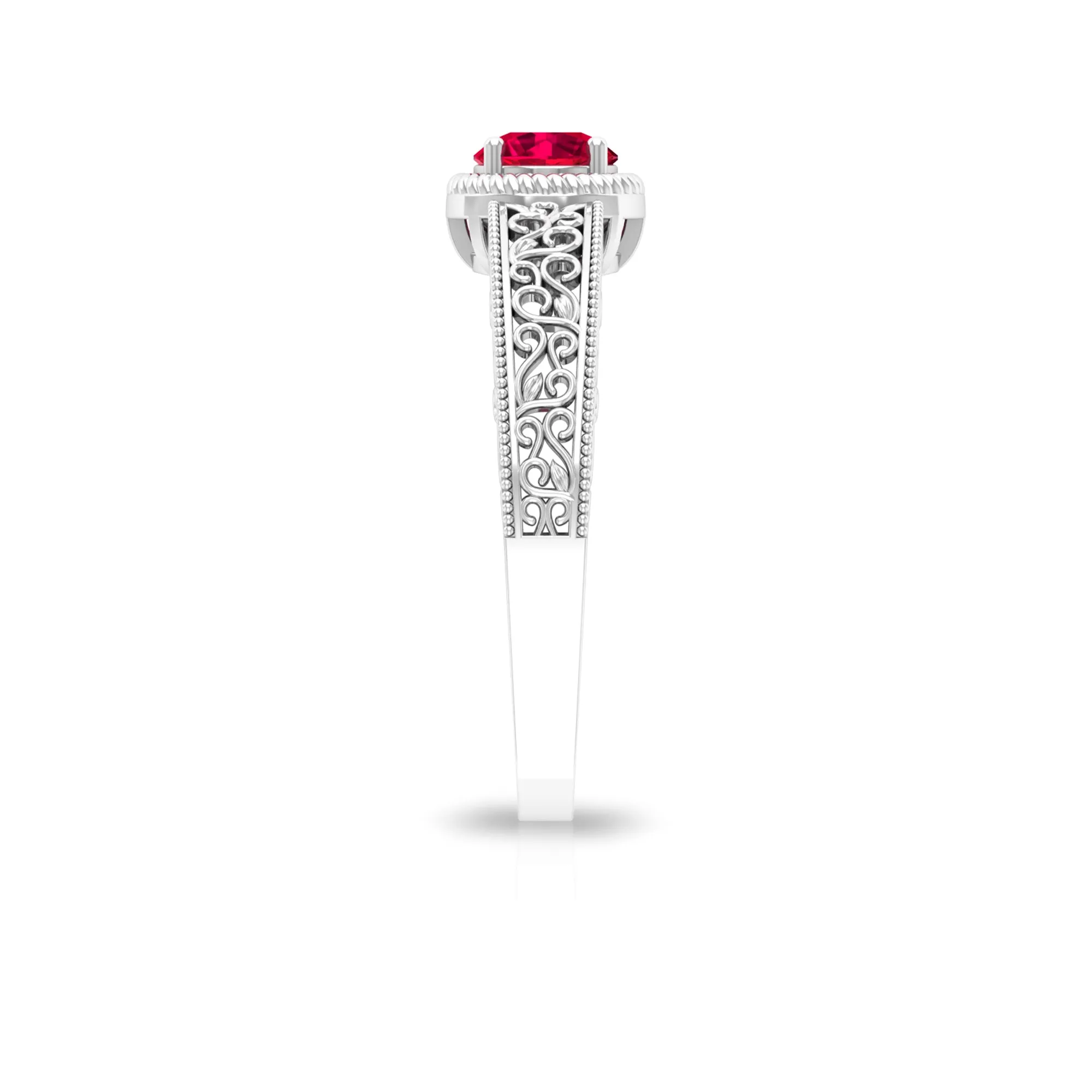 Vintage Inspired Ruby Solitaire Engagement Ring