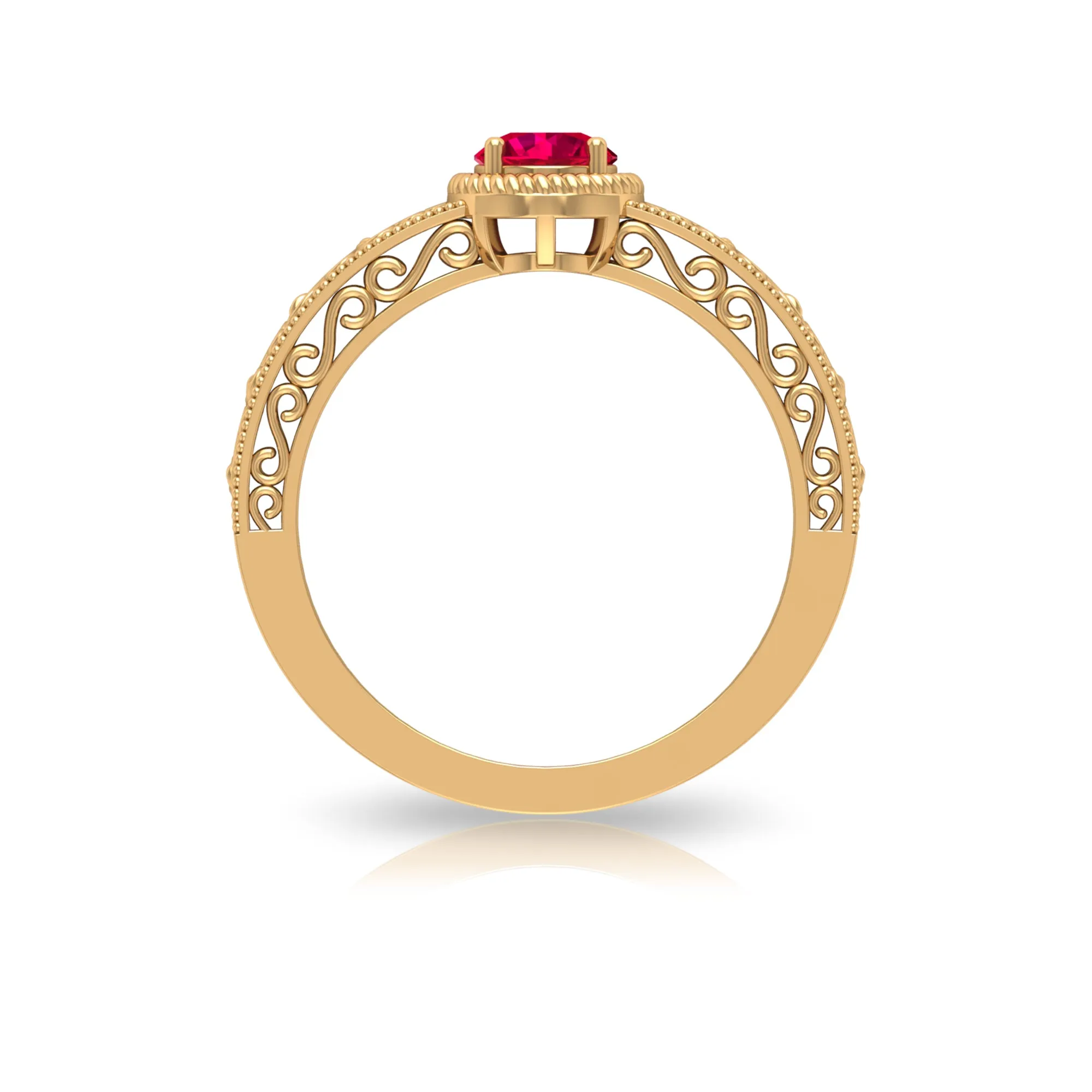 Vintage Inspired Ruby Solitaire Engagement Ring