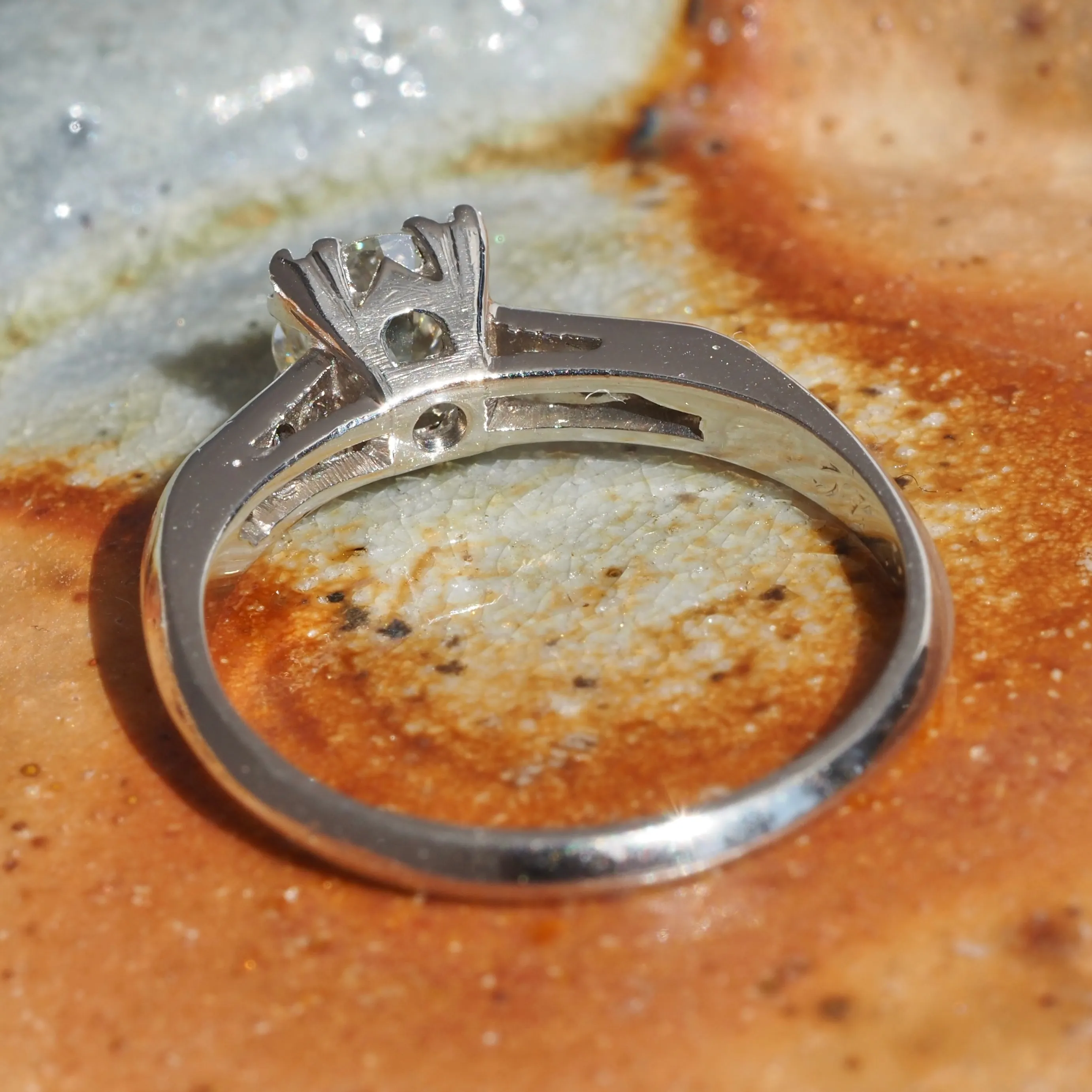 Vintage Platinum Early Modern Brilliant Transitional Cut Diamond Engagement Ring