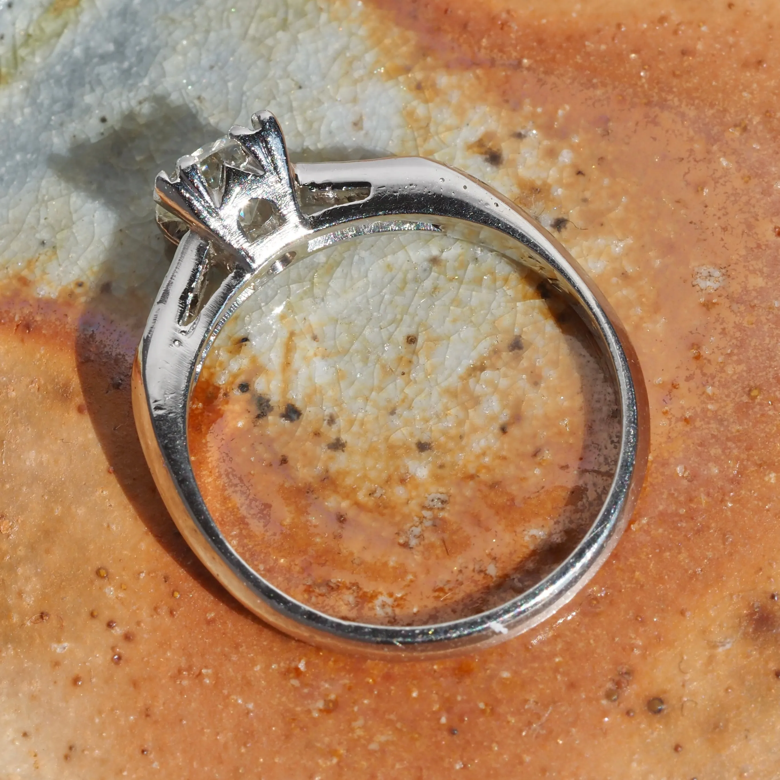 Vintage Platinum Early Modern Brilliant Transitional Cut Diamond Engagement Ring