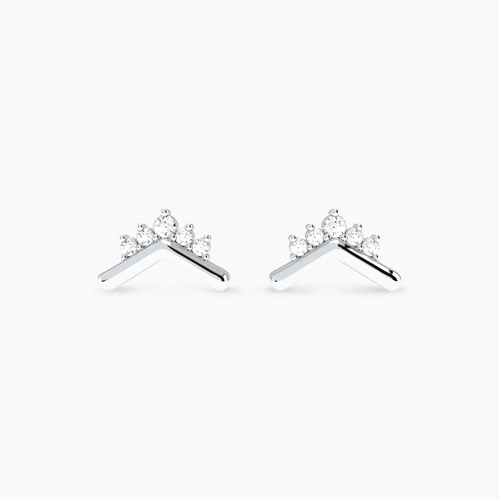 White Gold Tiara Diamond Stud Earring