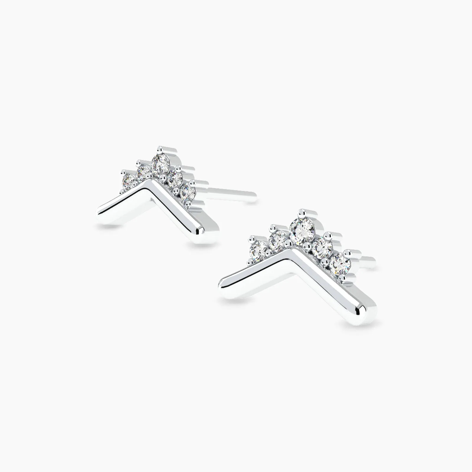 White Gold Tiara Diamond Stud Earring