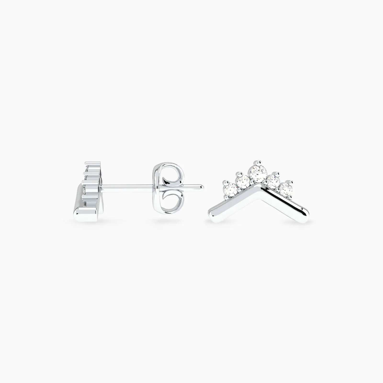 White Gold Tiara Diamond Stud Earring