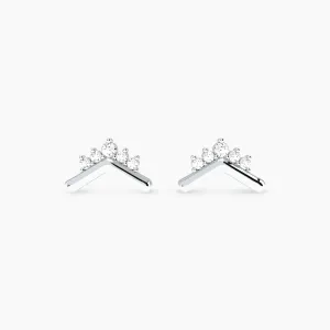 White Gold Tiara Diamond Stud Earring