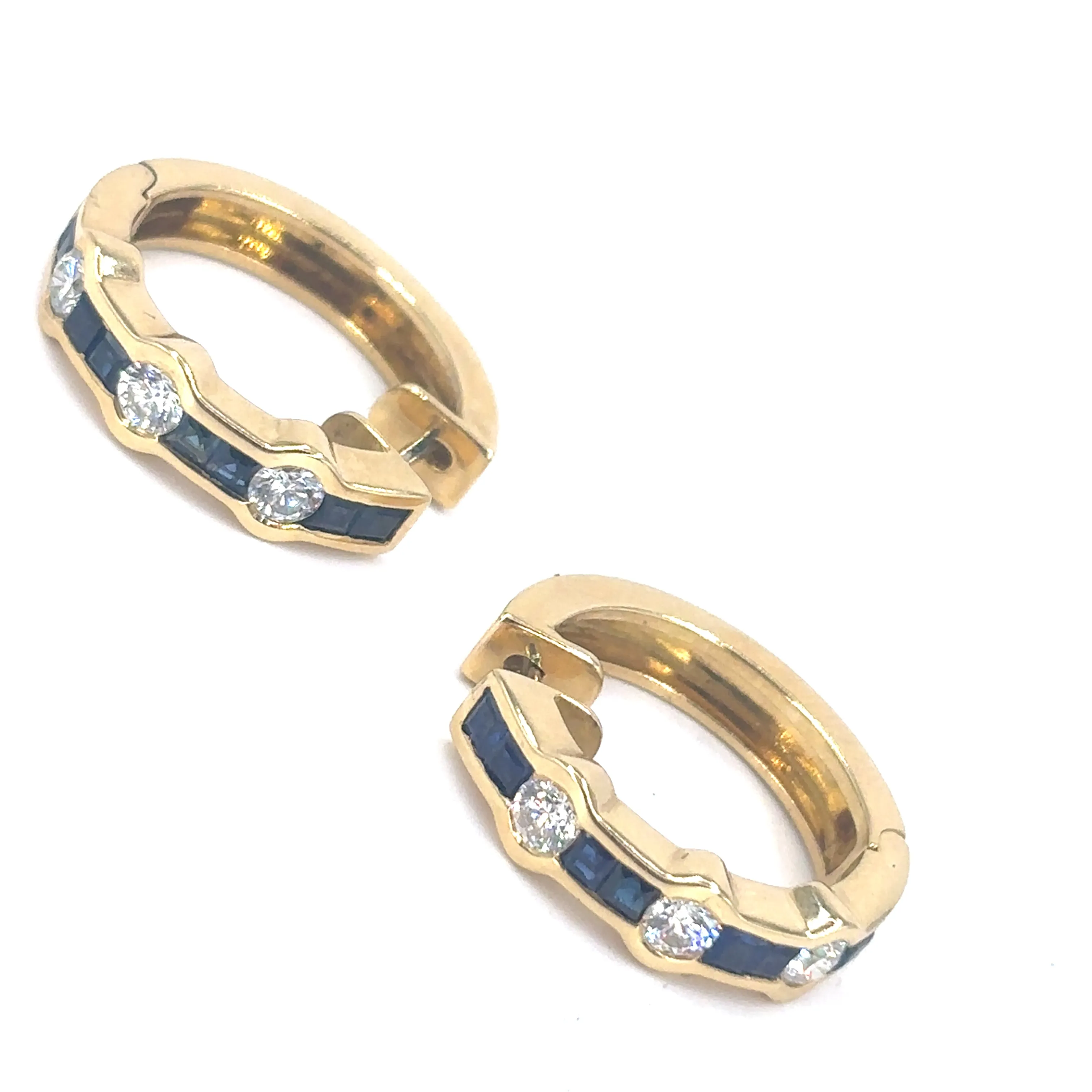 Women’s 18ct Yellow Gold Diamond Sapphire Cuff Hoop Earrings - 0.60ct
