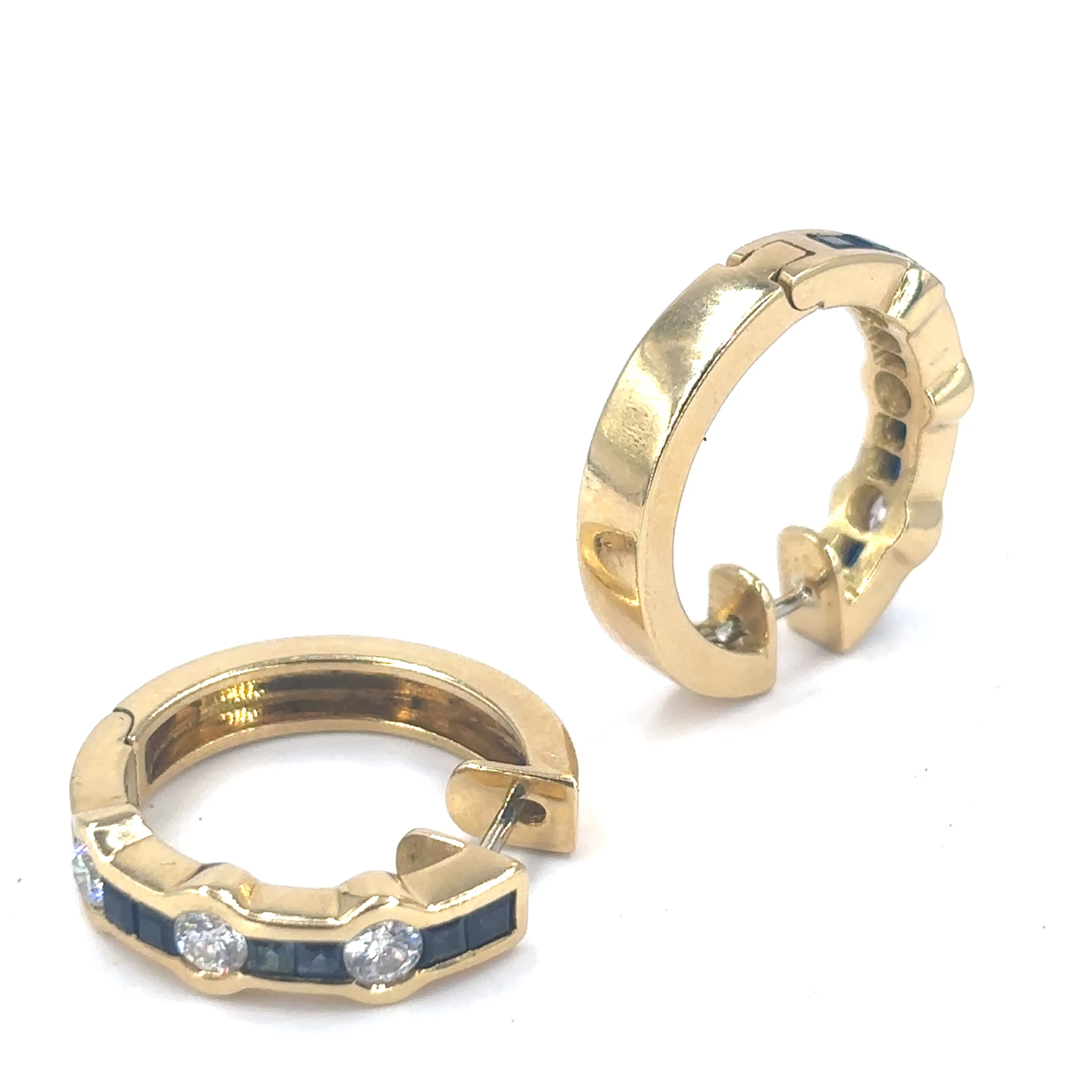 Women’s 18ct Yellow Gold Diamond Sapphire Cuff Hoop Earrings - 0.60ct