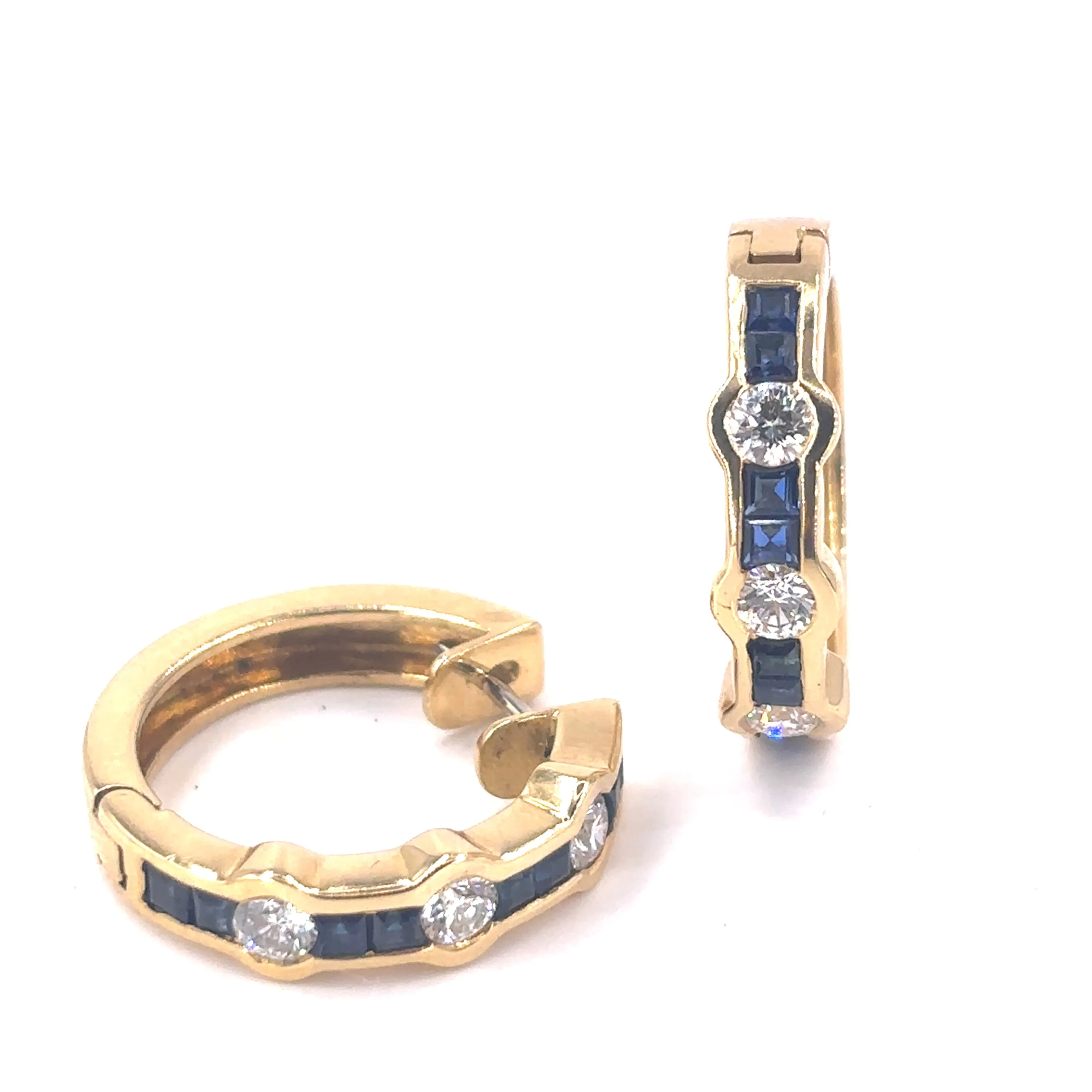 Women’s 18ct Yellow Gold Diamond Sapphire Cuff Hoop Earrings - 0.60ct
